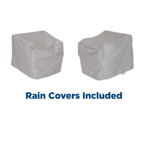 English Elm Teddi Outdoor Lounge Chairs 2-Pack with Cushions, Midcentury Curves, Rain Covers for Patio Comfort B2733P356774