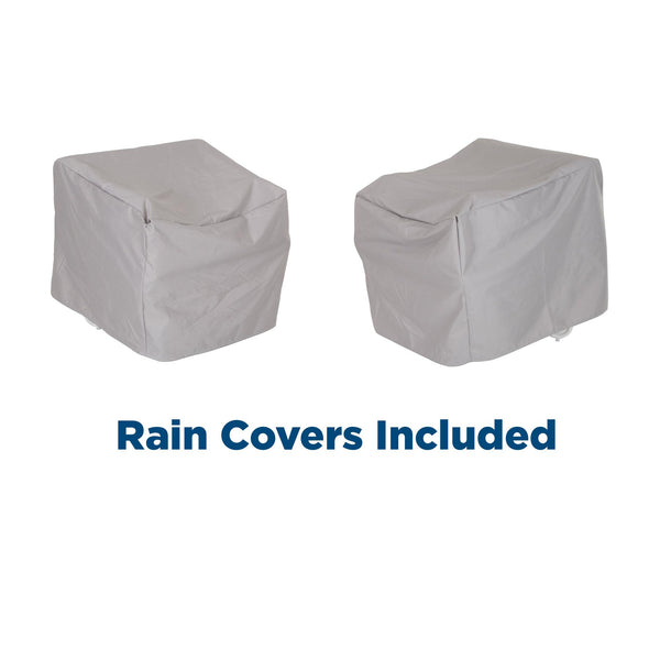 English Elm Teddi Outdoor Lounge Chairs 2-Pack with Cushions, Midcentury Curves, Rain Covers for Patio Comfort B2733P356774