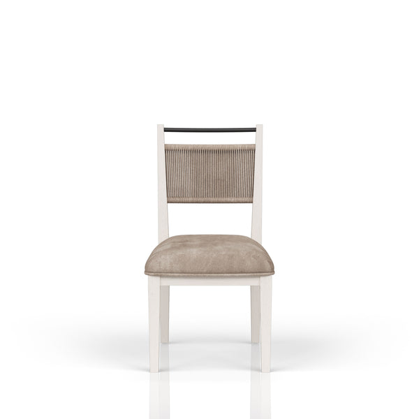 English Elm Rope Woven-Back Dining Chair with Vanilla Wood Frame and Camel Upholstered Seat for Stylish Comfort Beige 39.75 L x 21.75 W x 13.5 H B2699P296293