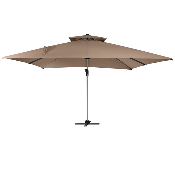 English Elm 11FT Patio Umbrella with Double Venting Top, UPF50+ 11x11ft Shade, Aluminum Frame, Tilt & Rotate Brown 106.3 L x 16.14 W x 6.3 H T3609P347439