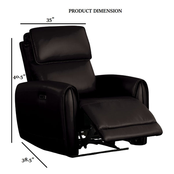 English Elm Black Leather‑Match Recliner Chair with Flared Padded Arms and Welt Trim — Stylish Comfort for Living Room Black 31 L x 36 W x 27 H B2741P387661