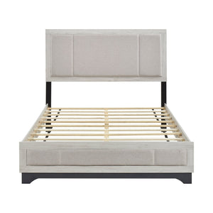 English Elm Contemporary Plush Upholstered Two-Tone Platform Twin Bed with Padded Headboard and Footboard, Sturdy Modern Frame Gray,White Oak 68 L x 31 W x 7 H B011S01825