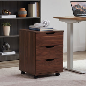 English Elm 3-Drawer Mobile Filing Cabinet with Lockable Casters, Durable Waterproof Wood Grain Organizer for Office Brown T3623P380703