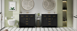 English Elm 72'' Modern Bathroom Vanity Set With Durable Ceramic Sink, Solid Wood Frame, Ample Storage & Style N710SS00011B