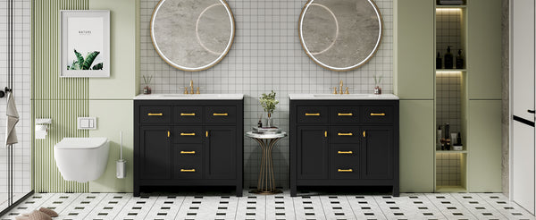 English Elm 72'' Modern Bathroom Vanity Set With Durable Ceramic Sink, Solid Wood Frame, Ample Storage & Style N710SS00011B