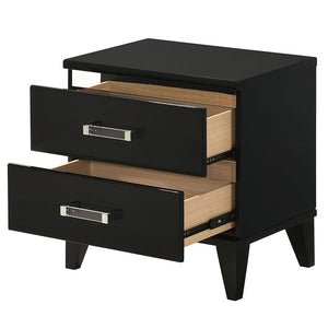 English Elm Black Solid Wood 2-Drawer Nightstand with Dovetail Drawers, 3/4 Extension Glides & Safety Stop - Durable Storage for Bedroom (23.5"x23.5") B062P189183