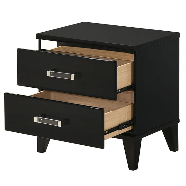 English Elm Black Solid Wood 2-Drawer Nightstand with Dovetail Drawers, 3/4 Extension Glides & Safety Stop - Durable Storage for Bedroom (23.5"x23.5") B062P189183