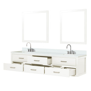 English Elm White Double Bath Vanity Set With Quartz Top, Chrome Faucets & Matching Mirrors For Stylish Spaces B2731S01835-GIGA