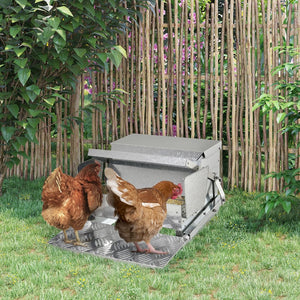 English Elm Pawhut 25 Lbs Automatic Poultry Feeder - Durable Weatherproof Galvanized Steel For Easy Chicken Care W2225P217610-GIGA