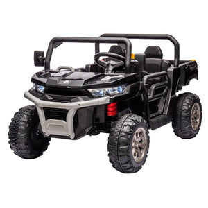 English Elm 24v Kids Ride on Dump Truck Two Seat Electric Utv with Tilting Bed and Remote Control Black W1578P188520