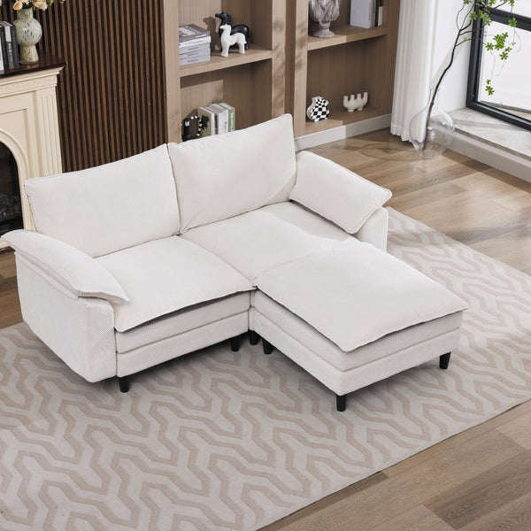 English Elm 70.87" Chenille Modular Cloud Sectional with Ottoman Deep Plush Seating for Living Rooms W5029S00001