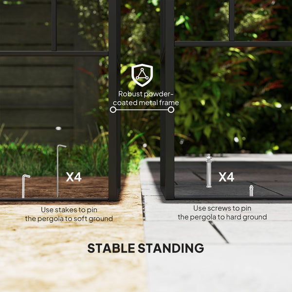 English Elm Convenient Wall Mounted Pergola Powder Coated Metal Frame Uv Resistant Outdoor Canopy T3971P427110