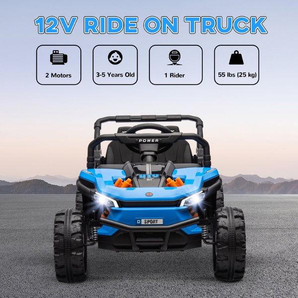 English Elm Qaba 12v Dual Motor Kids Ride on Utv Off Road Electric Car with Remote Control Blue W2225P249882