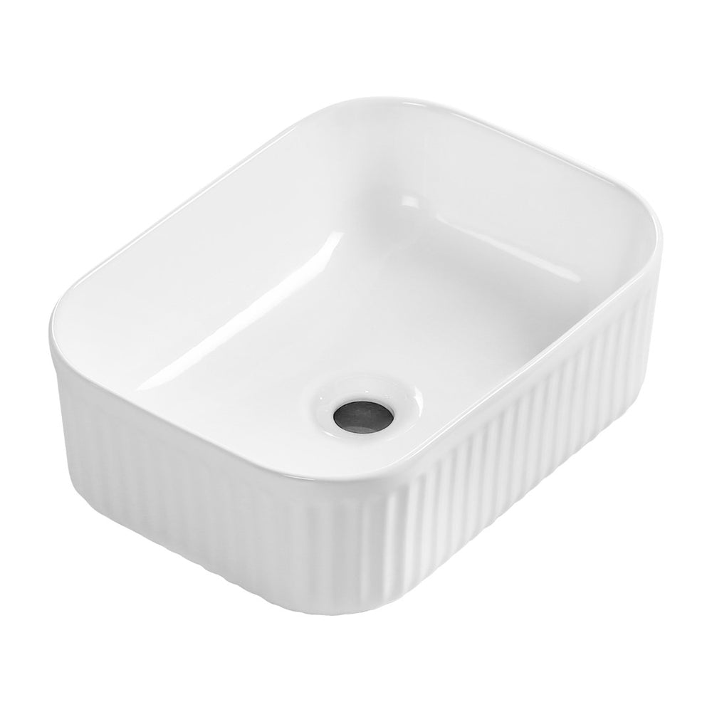 English Elm Bathroom Stone Resin Vessel Sink Rectangular Above Counter Matte White Vanity Basin W3402P326471