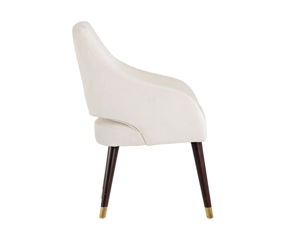 Sunpan Adelaide Dining Armchair - Modern Comfort with Elegant Sloping Arms and Antique Brass Accents Calico Cream