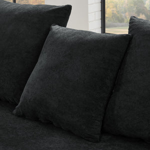 English Elm 110.25x67'' Compression Sofa Modern Upholstered L-Shape Sectional Couch 4-Seat Melange Velvet Comfort Black W1413S00084