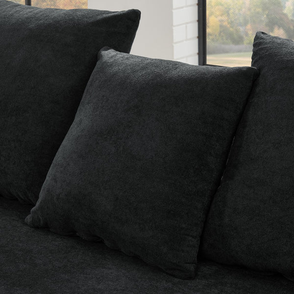 English Elm 110.25x67'' Compression Sofa Modern Upholstered L-Shape Sectional Couch 4-Seat Melange Velvet Comfort Black W1413S00084