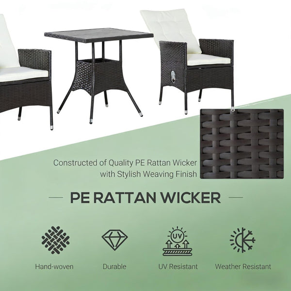 English Elm Stylish Pe Rattan 3 Piece Outdoor Bistro Set with Reclining Chairs and Faux Wood Table T3971P446123