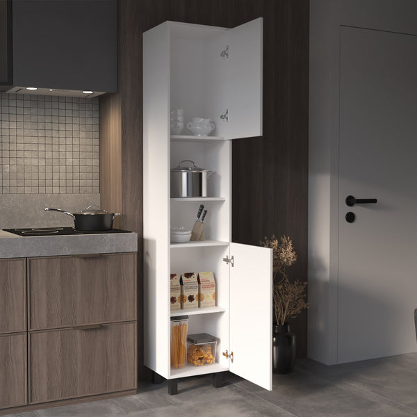 English Elm Thorndike Wall-Mounted 8-Bottle Rectangle Bar Cabinet with Two Doors and Space-Saving Design for Home White B06280433