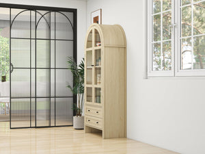 English Elm 70.28" Tall Arched Kitchen Pantry - Stylish Farmhouse Cabinet With Adjustable Shelves For Versatile Storage W688P204443