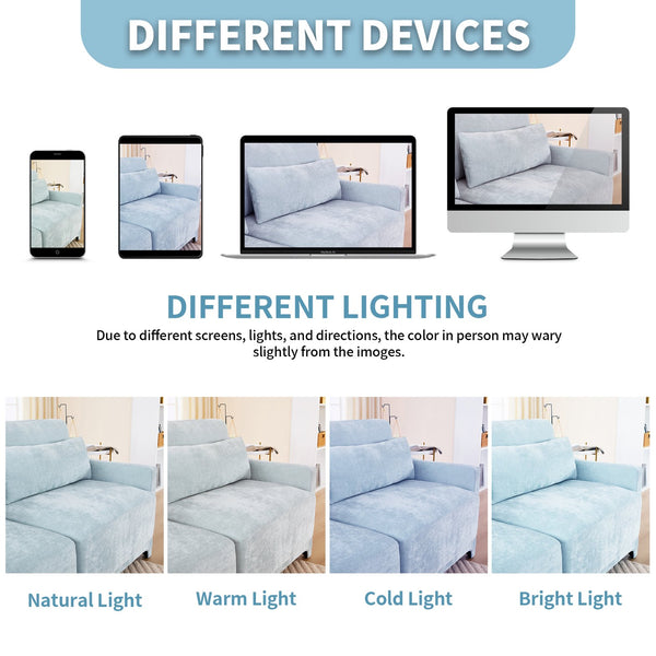 English Elm Four-Seater Sofa Set With Movable Ottoman & Lumbar Pillow - Elegant Sky Blue Chenille Comfort! W714S01212