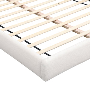 English Elm Christopher Knight Home® - Unique Arched Bouclé Bed Queen Beige with Built-In Side Table, Plush Fabric, Stable 800lb Capacity N769P294907Q