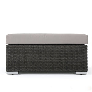 English Elm Christopher Knight Home® - SANTA SANTA ROSA Ottoman with Water-Resistant Cushion, Aluminum Frame, Faux Rattan Outdoor Seating Grey+Silver 57546.00ALUGRY