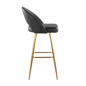 English Elm Fixed-height Metal Frame Barstools with Upholstered Seats and Geometric Footrest Set of 2 Black+Gold B202S01941