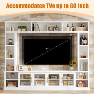 English Elm Entertainment Wall Unit with Glass Doors Open Shelving Mdf Living Room Storage White N710S688100K