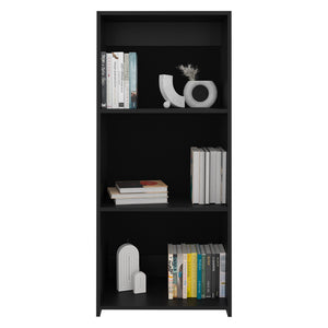 English Elm Bookcase Piney Black Engineered Wood, 3 Spacious Shelves, Contemporary Living Room Storage, Sturdy B092P245915