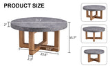 English Elm Modern Gray Texture Mdf Round Coffee Table - 31.4" Diameter.A Modern Retro Circular Coffee Table With A Diameter Of 31.4 Inches, Made Of Mdf Material, Suitable For Living Rooms.