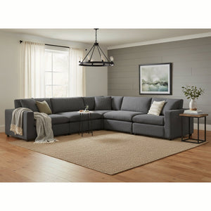 English Elm Cassandra Modular 5-Piece Sectional - Customizable Charcoal Seating With Plush Comfort & Style B050S00009