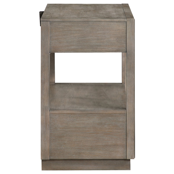 English Elm Prescott Modern Taupe Oak Nightstand with Mitered Trim, 2 Drawers + Open Shelf for Stylish Storage B062P375999