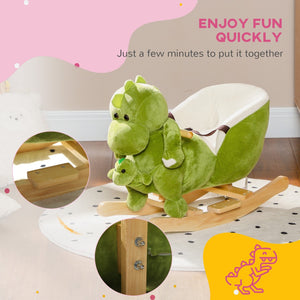 English Elm Qaba Plush Dinosaur Toddler Rocker with 32 Songs Hand Puppet and Safe Wooden Base W2225P249743