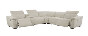 English Elm Dayana Beige Boucle Power Recliner Sectional Sofa for 5 with Dual Power Recliners, Cupholders, Storage, Adjustable Headrests, Cozy D27 Foam B2726S00119