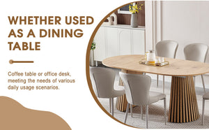 English Elm Wooden Dining Table - Extendable Space-Saving Design For Dining, Office, Or Coffee Use, Stylish Oval Top W3590P355171-GIGA