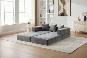 English Elm UNITED Folding Sofa Bed with Removable Cover Zipper, Chenille Memory Foam Sleeper for Small Spaces Gray W1568P293808