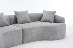 English Elm Curved Boneless Sofa modular 110" sectional with high-density foam & spring core, kid‑friendly curves, no assembly required for easy moving and cozy lounging Grey W2231S00007