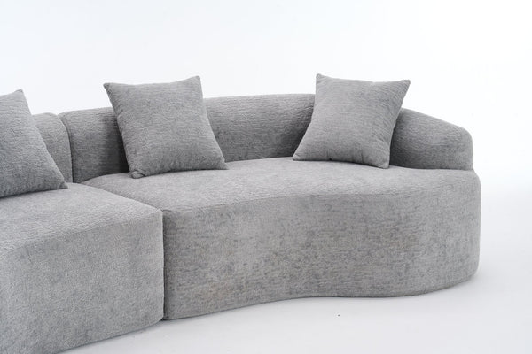 English Elm Curved Boneless Sofa modular 110" sectional with high-density foam & spring core, kid‑friendly curves, no assembly required for easy moving and cozy lounging Grey W2231S00007