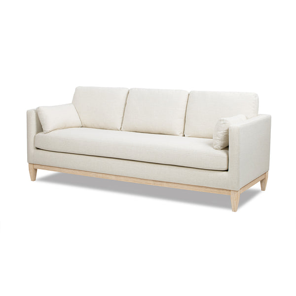 English Elm Jennifer Taylor Home - Knox 84" Modern Farmhouse Sofa in Flax White Linen — Feather-Down Foam, Removable Covers, Durable Fabric B2719P353145