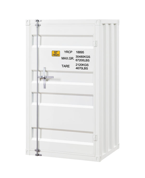 English Elm White 1-Door Chest Container-Lock Style with 5 Compartments, 4 Metal Shelves, Rugged Iron Storage (48"x28"x22") B062P209020