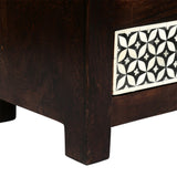 Christopher Knight Home® - Noble House - Benewah Handcrafted Boho 3 Drawer Mango Wood Nightstand, Dark Walnut, Black, and White