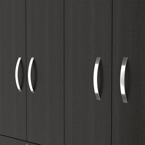 English Elm Hamilton Mobile Armoire with 4 Doors, 3 Drawers, Dual Hanging Rods and Multiple Shelves for Organized Storage and Durable Engineered Wood Finish Black 70.47 L x 23.23 W x 4.33 H B097S00229