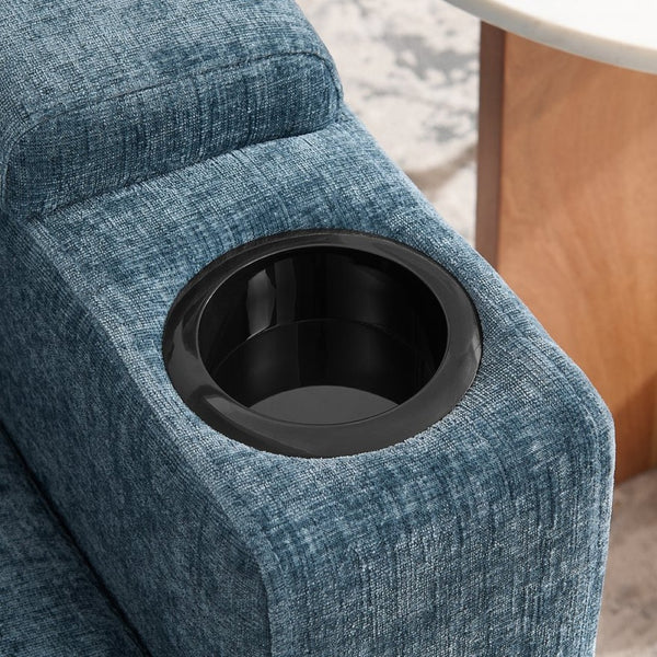 English Elm Single Chenille Manual Recliner with Usb Port Hidden Storage Ottoman and Cup Holders Blue W487P423651