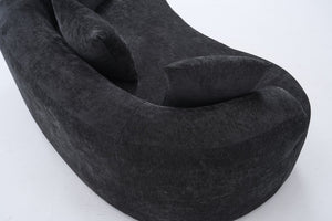 English Elm Crescent-shaped Chenille Loveseat Low Profile Curved Sofa for Modern Living Rooms Black W5188P450356
