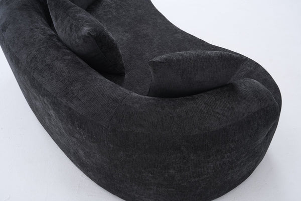 English Elm Crescent-shaped Chenille Loveseat Low Profile Curved Sofa for Modern Living Rooms Black W5188P450356