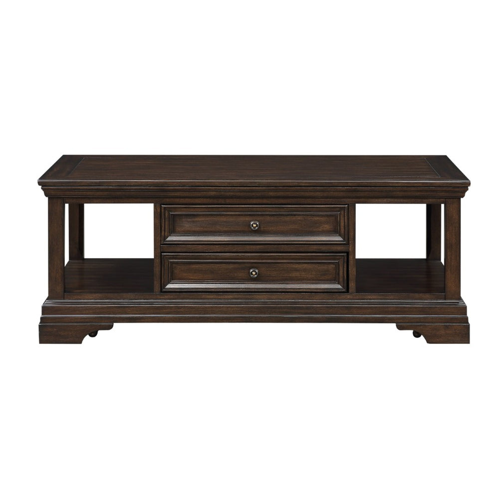 English Elm Traditional Lift Top Coffee Table Birch Veneer Storage Drawers Open Shelves Living Room B011P291536