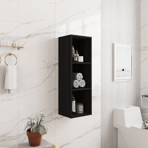 English Elm 12 Inch Wall Mounted Open Shelf Tower Dark Oak Finish for Bathroom or Study W1972P457978