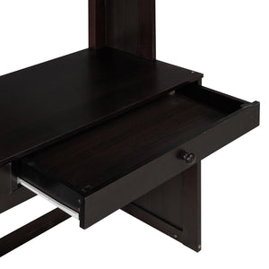 English Elm Full Twin Loft Bed with Desk Wardrobe Shelves Pine Wood Frame Kids Bedroom Espresso LT000821AAP-1