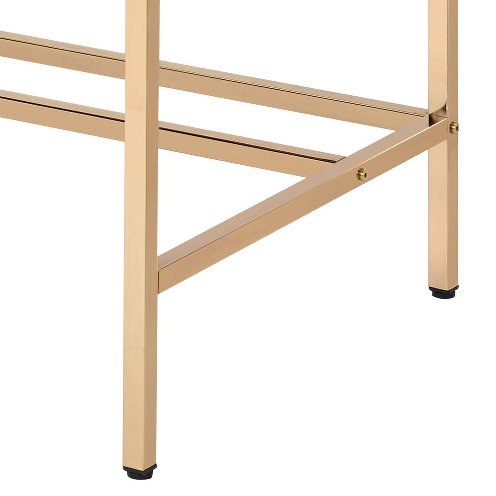 English Elm Midriaks Modern Black & Gold Writing Desk with White Top, USB Port, Open Metal Base, 40"x14" B2726P272976